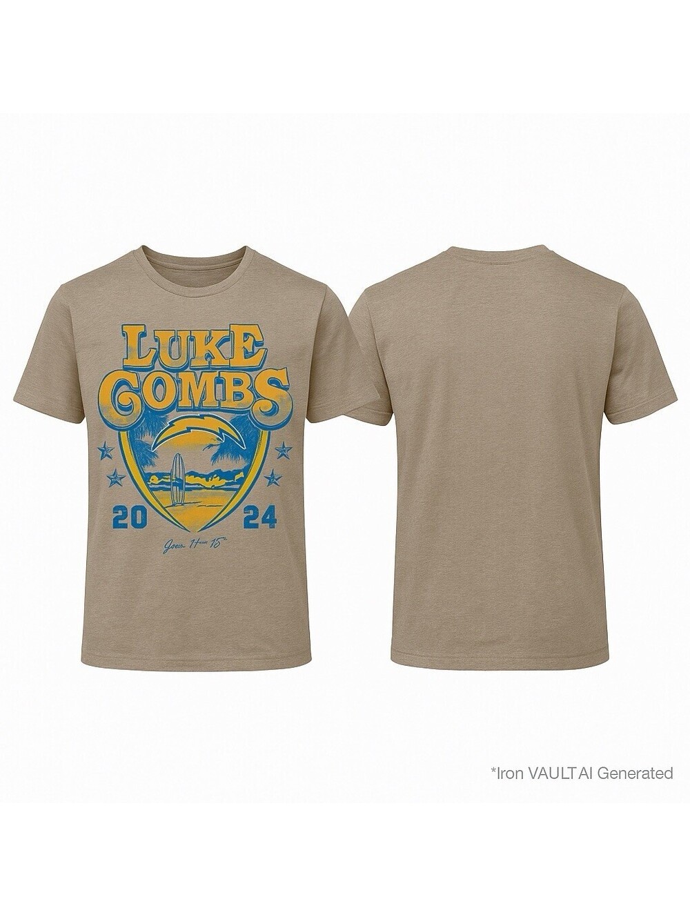 Luke Combs NFLPA 2024 Concert Shirt Mens Small Heather Gray Fanatics Tee